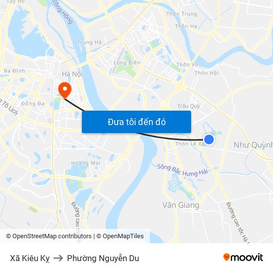 Xã Kiêu Kỵ to Phường Nguyễn Du map