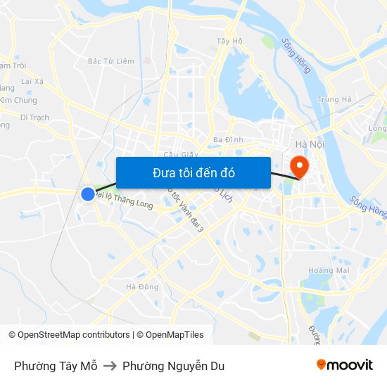 Phường Tây Mỗ to Phường Nguyễn Du map