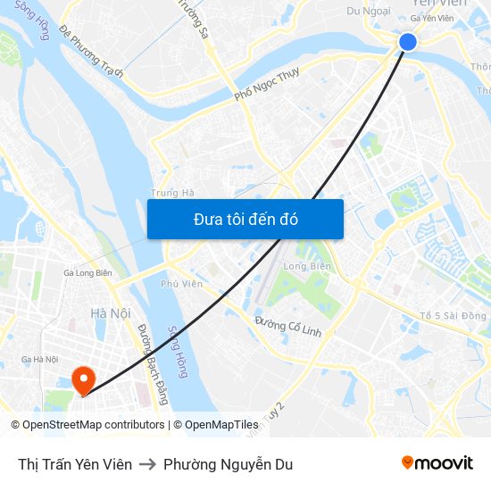Thị Trấn Yên Viên to Phường Nguyễn Du map