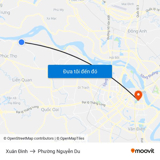 Xuân Đình to Phường Nguyễn Du map