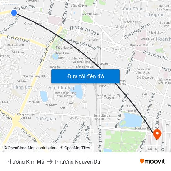 Phường Kim Mã to Phường Nguyễn Du map