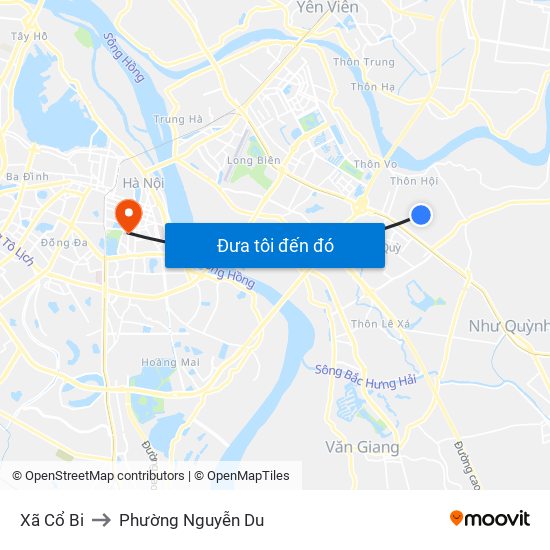 Xã Cổ Bi to Phường Nguyễn Du map