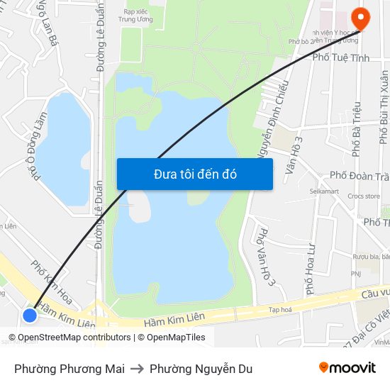 Phường Phương Mai to Phường Nguyễn Du map