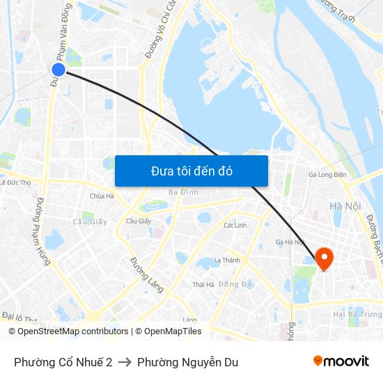 Phường Cổ Nhuế 2 to Phường Nguyễn Du map
