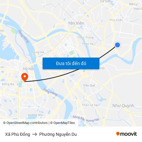 Xã Phù Đổng to Phường Nguyễn Du map