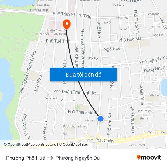 Phường Phố Huế to Phường Nguyễn Du map