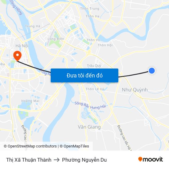 Thị Xã Thuận Thành to Phường Nguyễn Du map