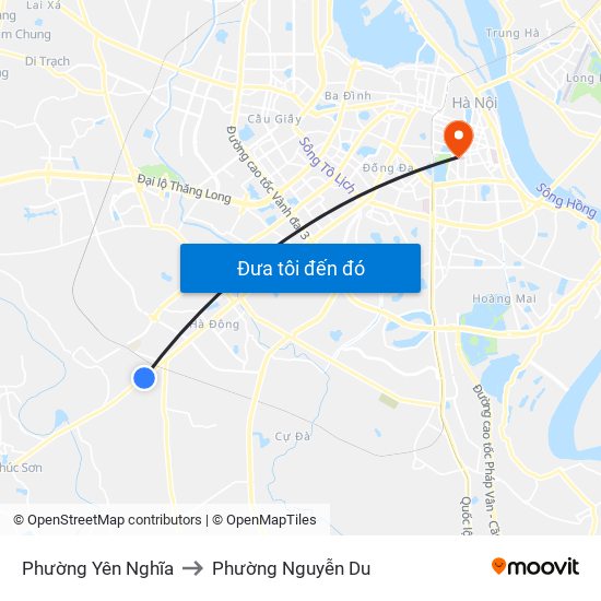 Phường Yên Nghĩa to Phường Nguyễn Du map