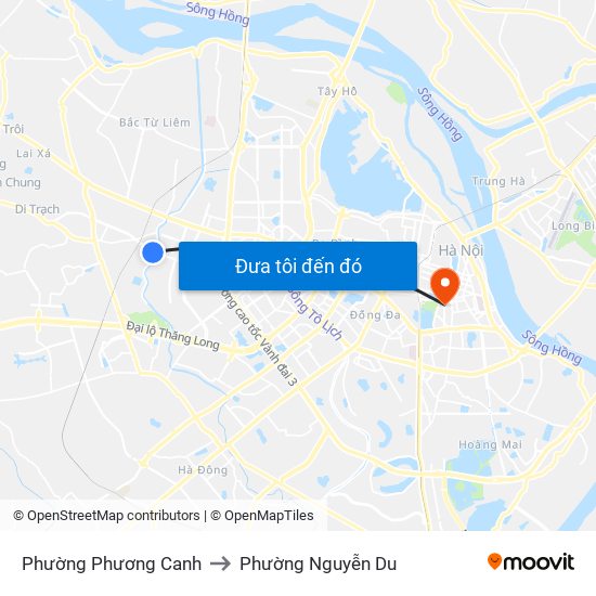 Phường Phương Canh to Phường Nguyễn Du map