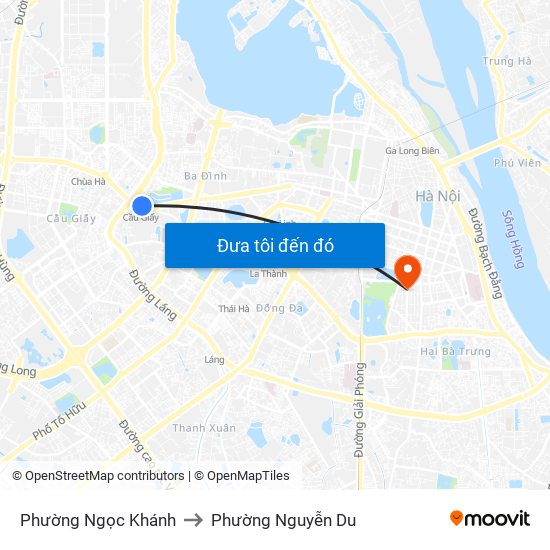 Phường Ngọc Khánh to Phường Nguyễn Du map