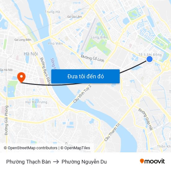 Phường Thạch Bàn to Phường Nguyễn Du map