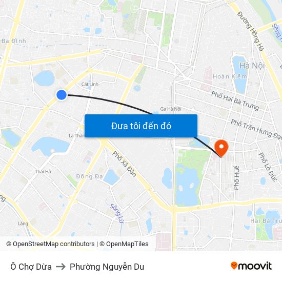 Ô Chợ Dừa to Phường Nguyễn Du map