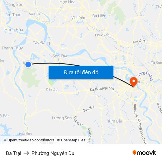 Ba Trại to Phường Nguyễn Du map