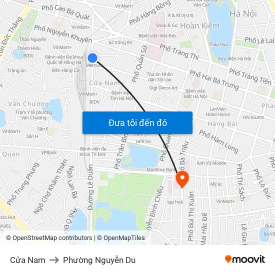 Cửa Nam to Phường Nguyễn Du map