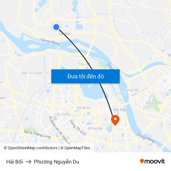 Hải Bối to Phường Nguyễn Du map