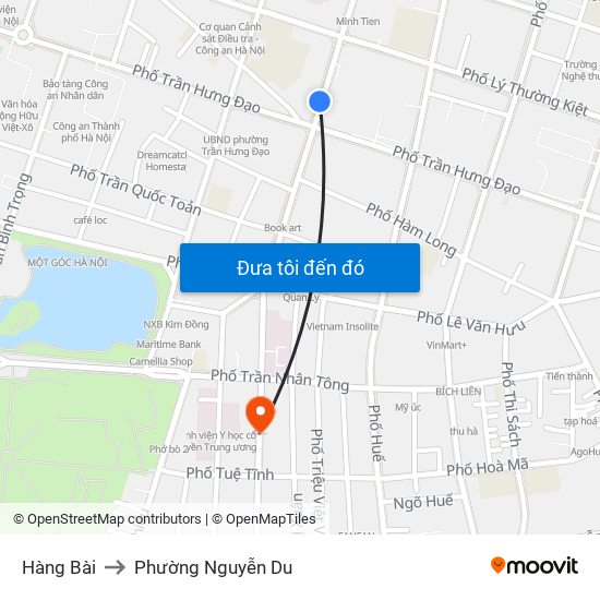 Hàng Bài to Phường Nguyễn Du map
