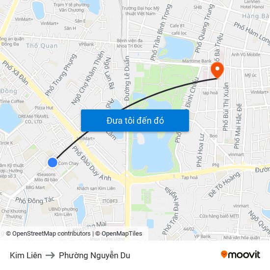 Kim Liên to Phường Nguyễn Du map