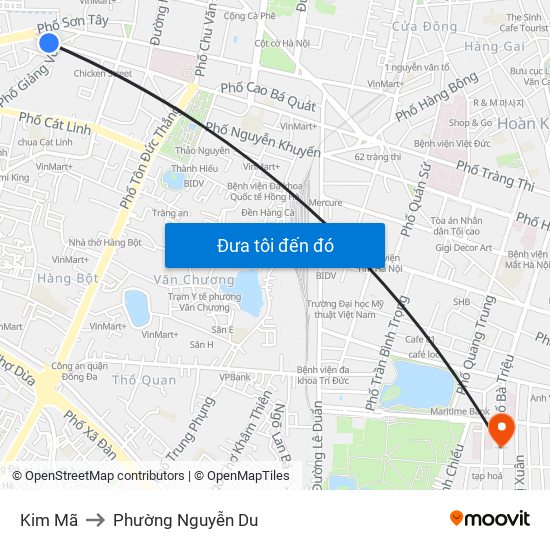 Kim Mã to Phường Nguyễn Du map