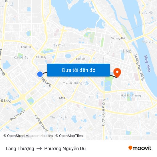 Láng Thượng to Phường Nguyễn Du map