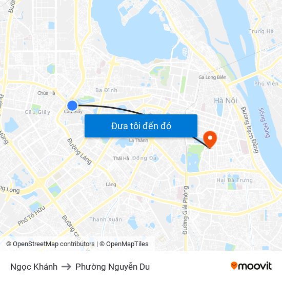 Ngọc Khánh to Phường Nguyễn Du map