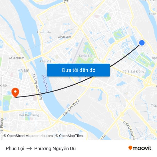 Phúc Lợi to Phường Nguyễn Du map