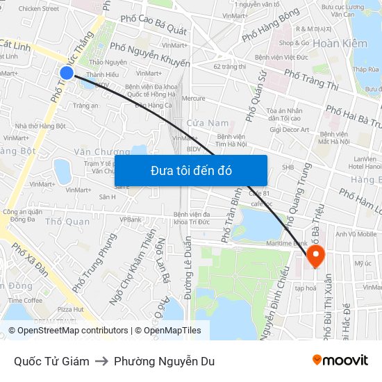 Quốc Tử Giám to Phường Nguyễn Du map