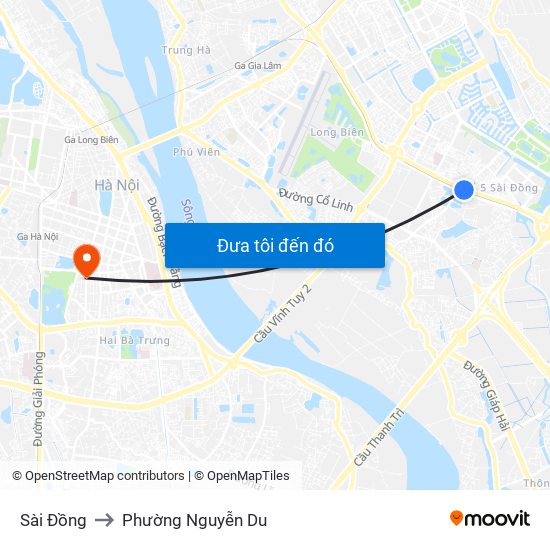 Sài Đồng to Phường Nguyễn Du map
