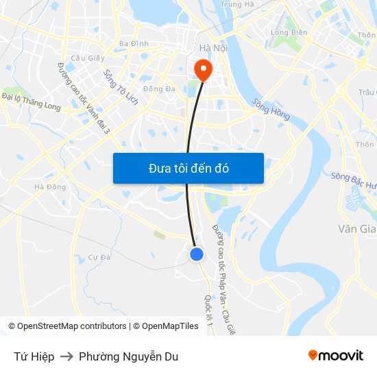 Tứ Hiệp to Phường Nguyễn Du map