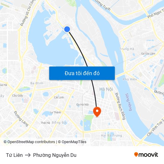 Tứ Liên to Phường Nguyễn Du map