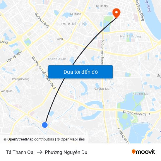 Tả Thanh Oai to Phường Nguyễn Du map