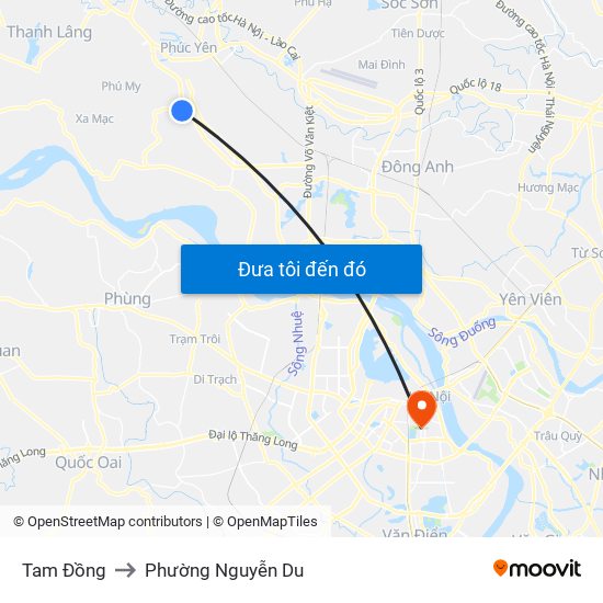 Tam Đồng to Phường Nguyễn Du map