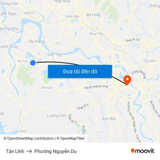 Tản Lĩnh to Phường Nguyễn Du map