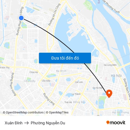 Xuân Đỉnh to Phường Nguyễn Du map