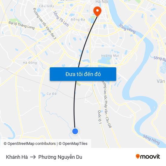 Khánh Hà to Phường Nguyễn Du map