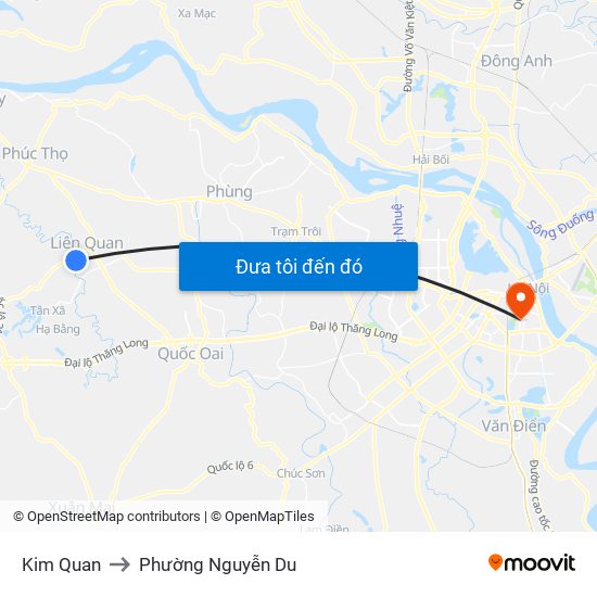 Kim Quan to Phường Nguyễn Du map