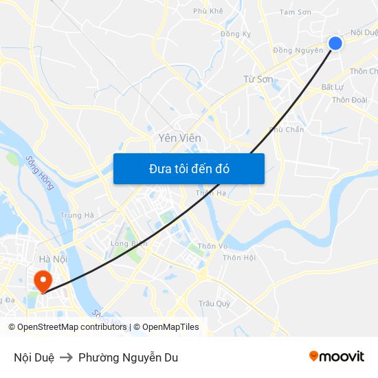 Nội Duệ to Phường Nguyễn Du map