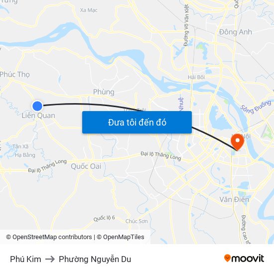 Phú Kim to Phường Nguyễn Du map