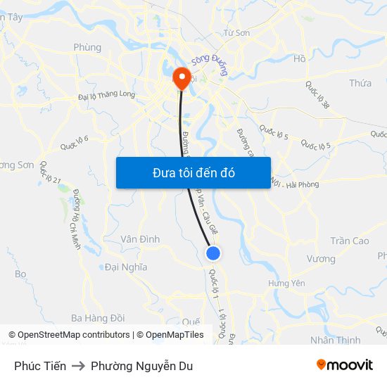 Phúc Tiến to Phường Nguyễn Du map