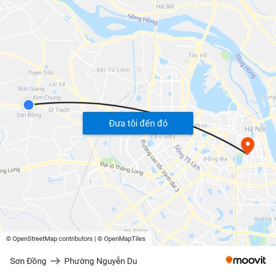 Sơn Đồng to Phường Nguyễn Du map