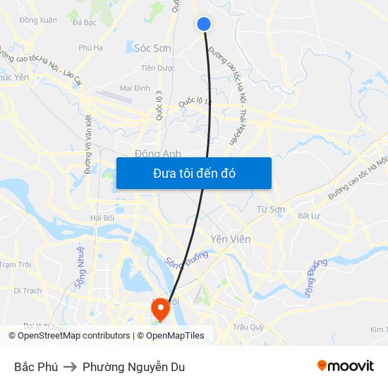 Bắc Phú to Phường Nguyễn Du map