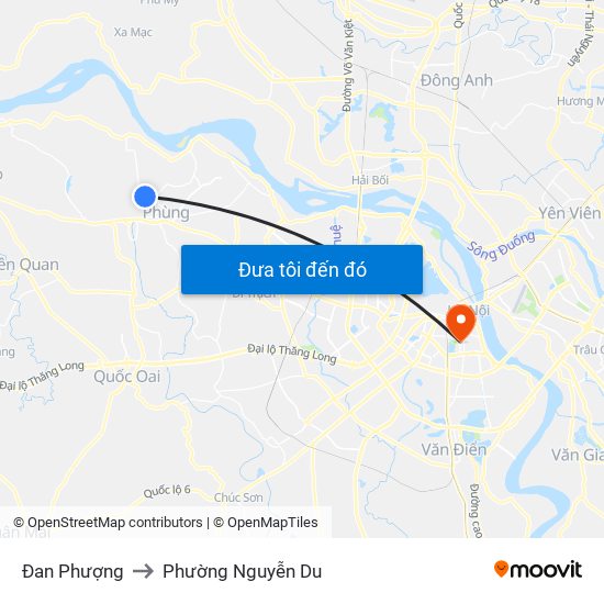 Đan Phượng to Phường Nguyễn Du map