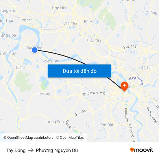 Tây Đằng to Phường Nguyễn Du map