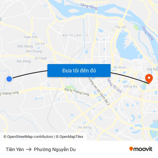 Tiền Yên to Phường Nguyễn Du map
