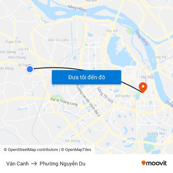Vân Canh to Phường Nguyễn Du map