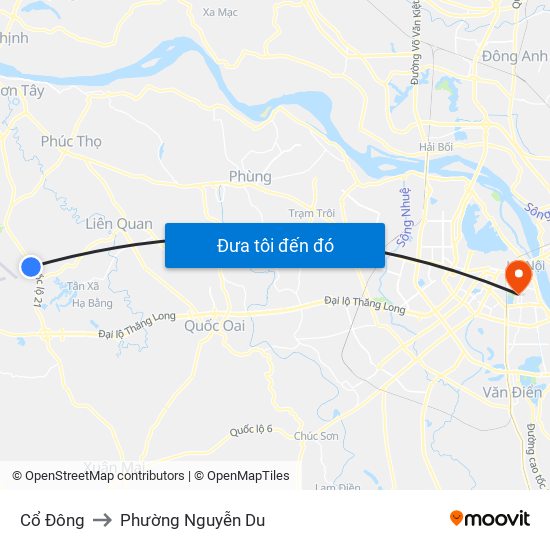 Cổ Đông to Phường Nguyễn Du map