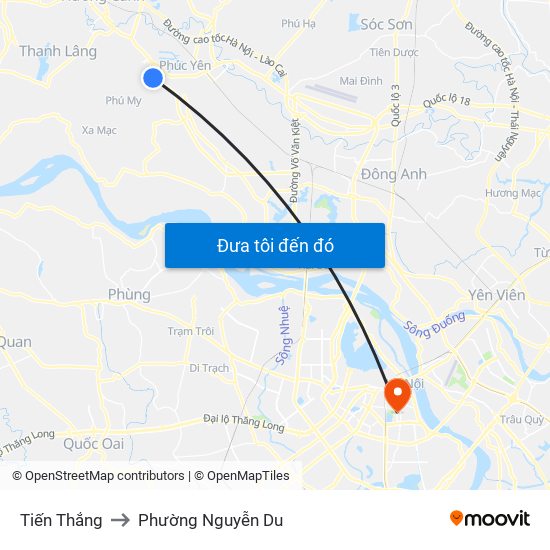 Tiến Thắng to Phường Nguyễn Du map