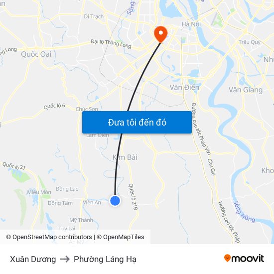 Xuân Dương to Phường Láng Hạ map