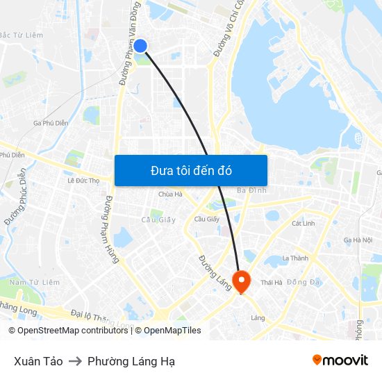 Xuân Tảo to Phường Láng Hạ map