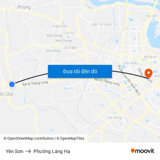 Yên Sơn to Phường Láng Hạ map