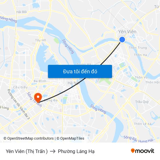 Yên Viên (Thị Trấn ) to Phường Láng Hạ map